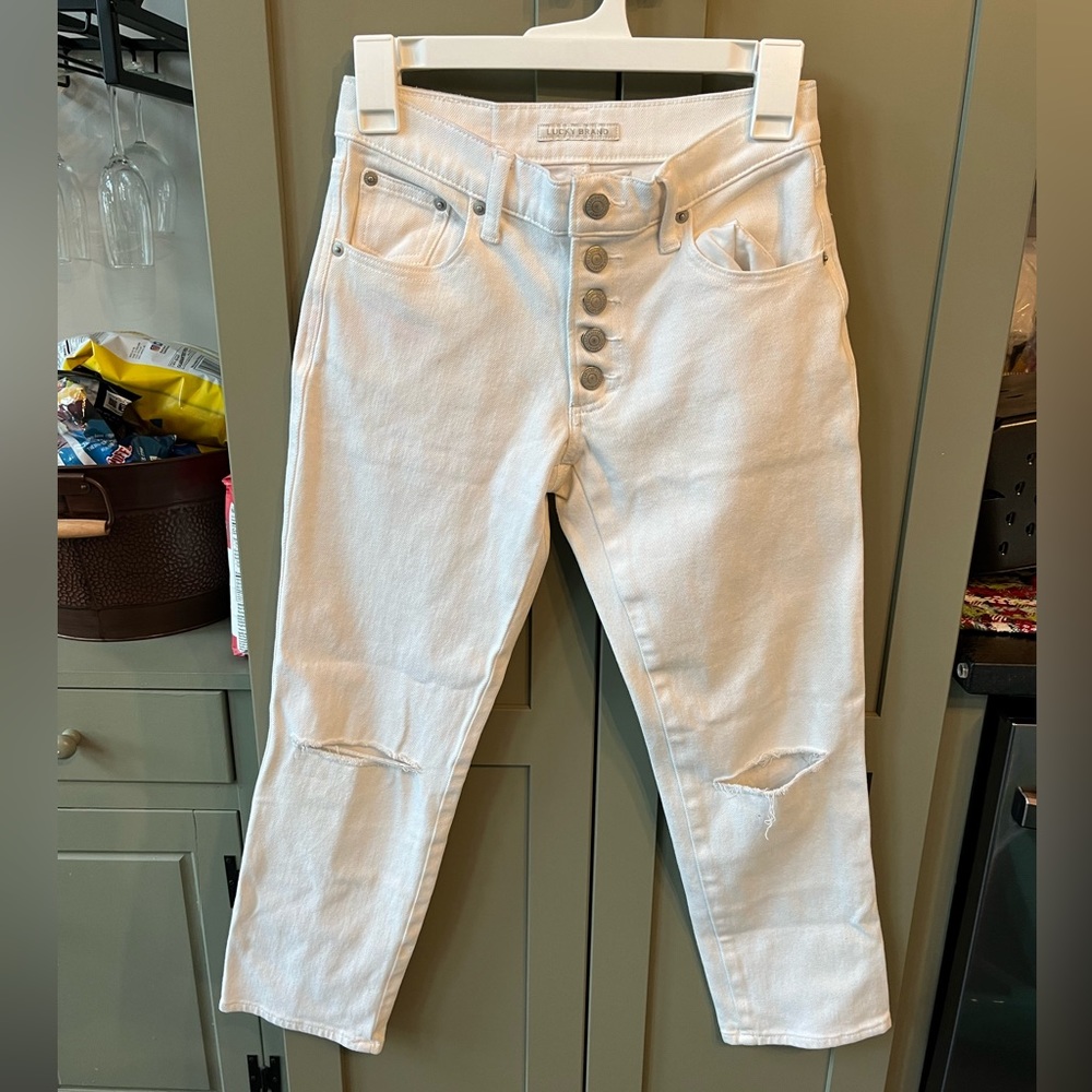 Lucky Brand jean in the color white and size 00/24